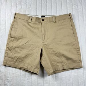 J.Crew Chino Shorts Mens 36 7" Brown Khaki Flat Front Comfort Stretch Preppy NWT